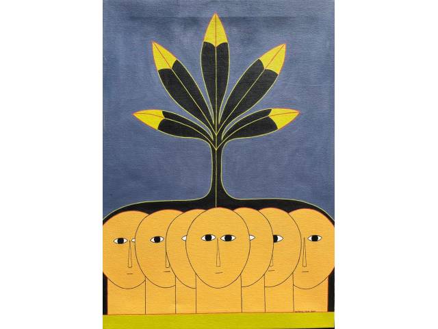 Antônio Maia acrílica sobre tela 70 x 50cm intitulada “Ex-voto” ass. CID e verso datada 2000