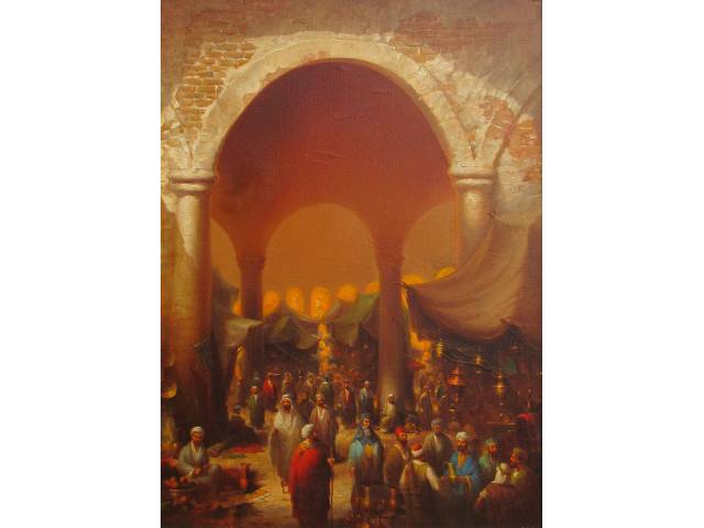 Antônio Costa Junior óleo sobre tela 50 x 70cm "Cena Arabe" ass. CID