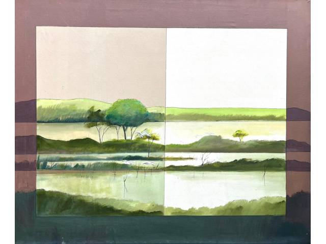 Jane Lane óleo sobre tela 110 x 120 cm "Campo Verde" ass.CID 1983