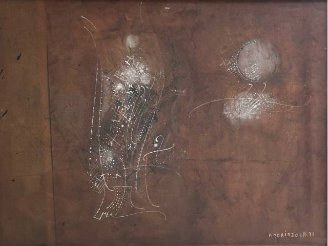 Fernando Odriozola óleo sobre Duratex  44 x 59 cm “Sem Titulo” ass. CID datada 1978