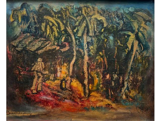 Barrica (Guilherme Clidenor de Moura Capibaribe) óleo sobre madeira 20 x 26 cm "Sem título" ass. CIE