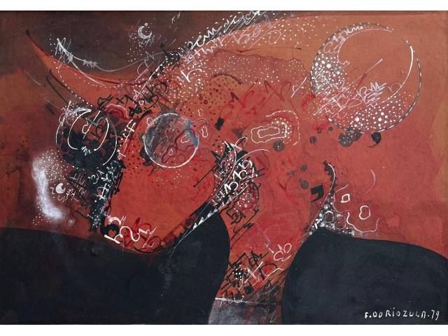 Fernando Odriozola óleo sobre Duratex  32 X 46cm “Sem Titulo” ass. CID datada 1979