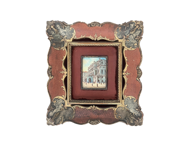 Vitali  óleo sobre placa de resina representando Veneza  8 x 7 cm  ass. CID Itália sec. XX