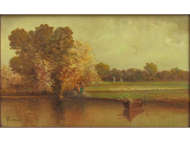 Vicenzo Cencin óleo sobre tela  30 x 50 cm "Paisagem" Ass. CIE