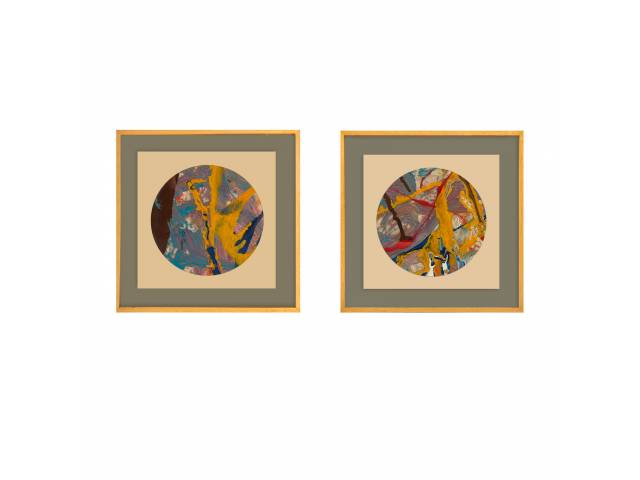 Charles Tawil  Diptico tinta esmalte sobre acrílico D= 30cm  "Sem Titulo"ass CID