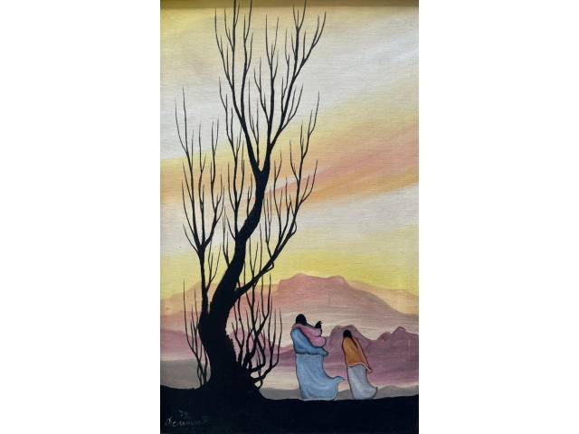 F. Casanova óleo sobre tela 78 x 48cm "Sem Titulo" ass. CIE datada 1979