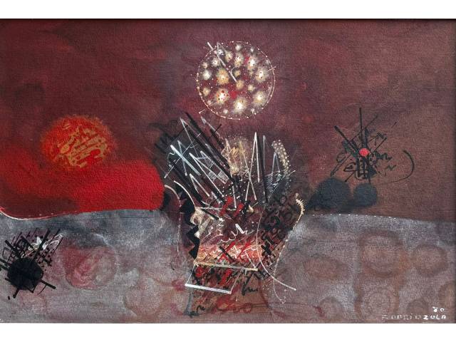 Fernando Odriozola óleo sobre  Eucatex  28,5 X 43,5cm “Sem Titulo” ass. CID datada 1980