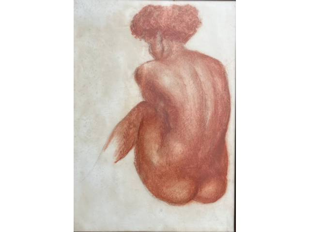 Antônio Gomide sanguínea sobre cartão 54 x 41cm “Nu Feminino” - década 50. Com carta assinada pela irmã do artista Regina Gomide Graz atestando ser autentica