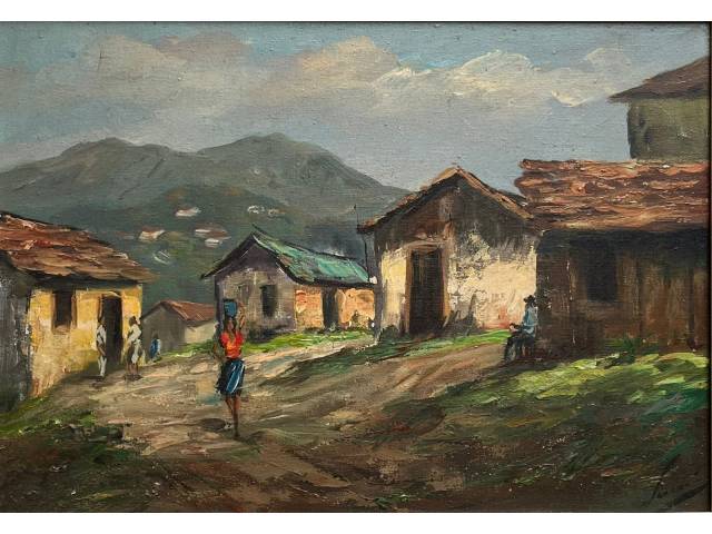 Seoane  óleo sobre tela 34 x 50cm "Vilarejo" ass.CID