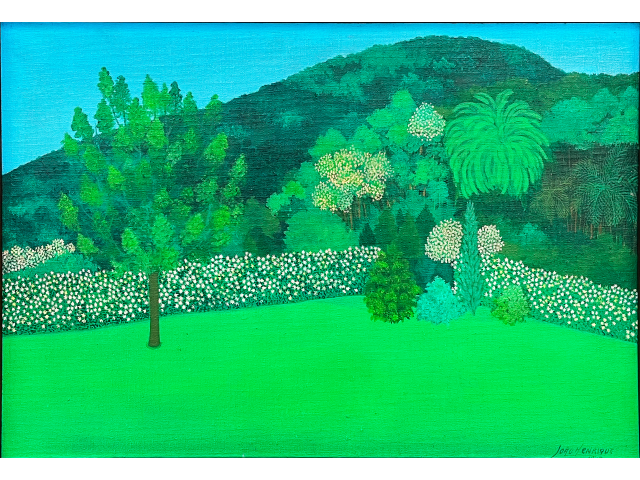 João Henrique Cúrcio Allemand óleo sobre eucatex  38 X 56cm "Sem Titulo" ass. CID e verso datada 1976