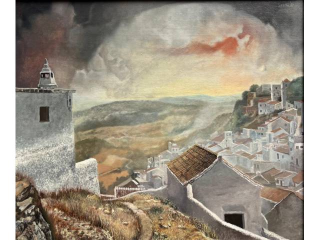 Armando Sendin óleo sobre tela 54 x 65cm "Só Importa o Eco" ass. CSD e verso datada 1984