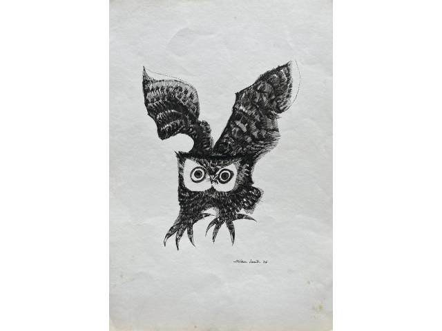 Par de desenhos.
Aldemir Martins impresso sobre cartão  47 x 32cm "Coruja" ass. CID datada 1976.
Aldemir Martins impresso sobre cartão 47 x 32cm "Gato" ass. CID datada 1977