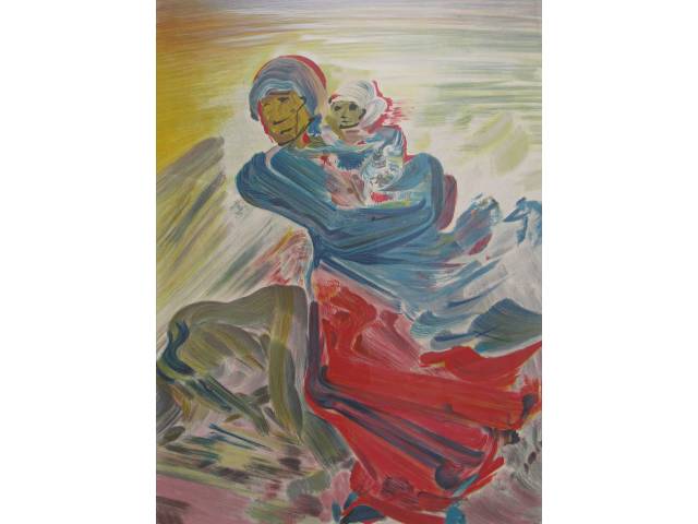 Siqueiros, David Alfaro  (1896 / 1974 –Mexico) Litografía 6 gravura 64 x 48cm "Mãe Mexicana" ass. CID tiragem 208/300