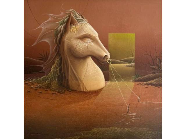 Roni Brandão óleo sobre tela 50 x 50cm "Sem Titulo" ass. CIE e verso datada 1976. Obra nº 34