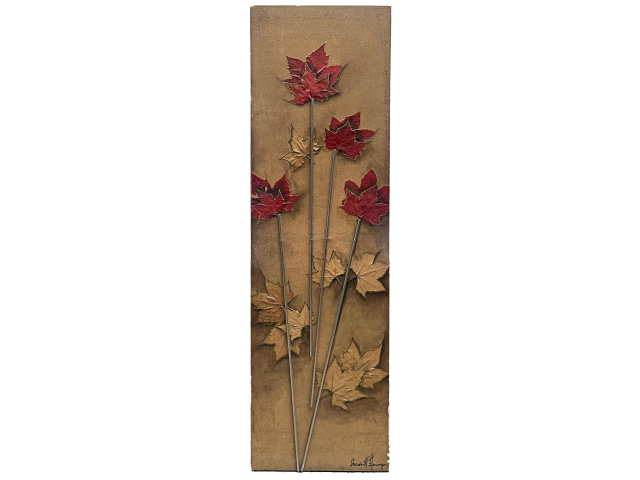 Oneida Helena Heringer técnica mista sobre tela 180 x 50 cm "Tulipas Estilizadas" ass. verso datada 2006