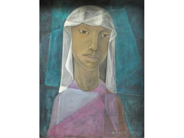 Harry Elsas óleo sobre tela 70 x 54cm "Figura Feminina” ass.e datado CID -  1970