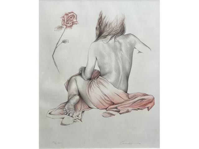 Eduardo Lima gravura 62 x 52cm intitulada "Rosas" ass. CID datada 1982 tiragem 100/110