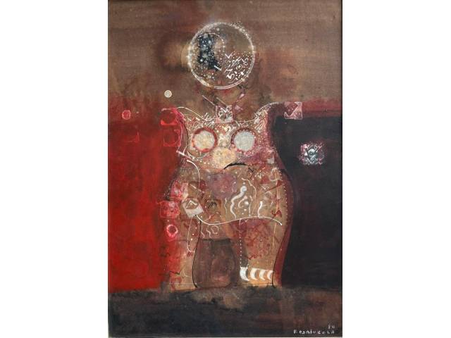 Fernando Odriozola óleo sobre Eucatex  48 X 33cm “Sem Titulo” ass. CID datada 1980