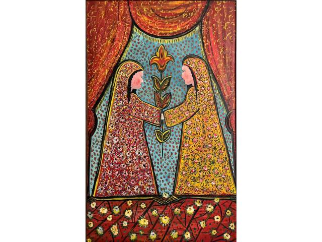 Cid Serra Negra óleo sobre eucatex  164 x 102 cm "Figuras Femininas" ass. CIE