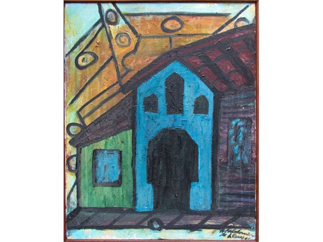 Waldomiro de Deus óleo sobre tela 65 x 46cm "Sem Titulo" ass. CID e verso datada 1965