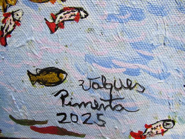 Valques Pimenta acrílica sobre tela 79 x 109cm Intitulada "Guató, Indigena que habita na Região do Pantanal - MT ass. CID datada 2025