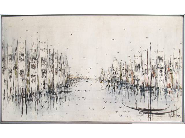 Scattolin óleo sobre tela 70 x 140cm "Sem Titulo" ass. CID