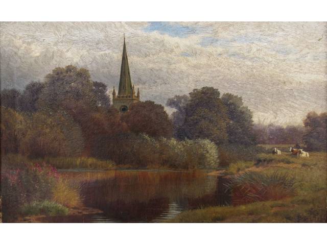 Henry Cheadle óleo sobre tela 23 x 36cm "Arredores de Birmingham" ass. CID