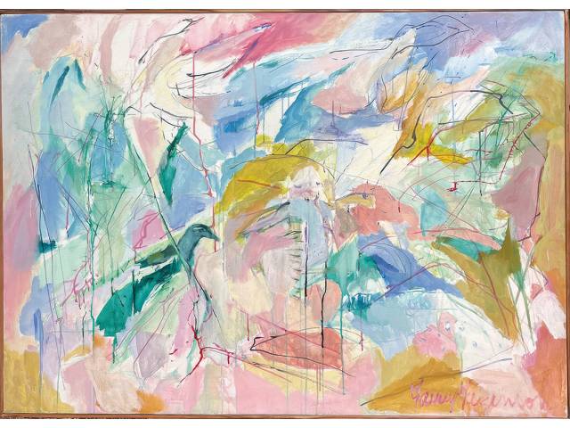 Lote 108 — Fany Feigueson acrílica sobre tela 100x140cm" Sem Titulo" ass. CID datada em 1989.