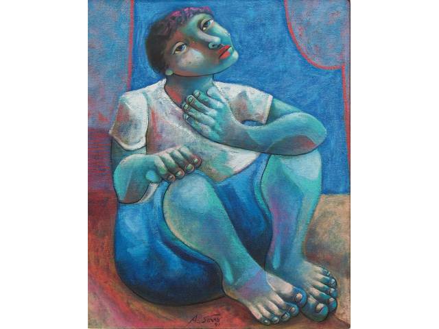 Adélio Sarro óleo sobre tela 40 x 30cm intitulada "Águas Correntes" ass. CI e verso datada 1991