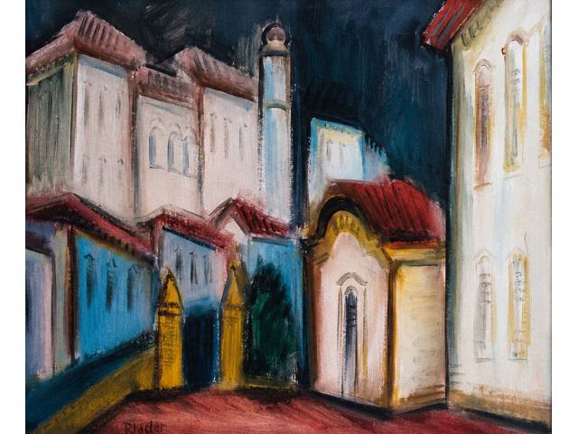 Carlos Bracher óleo sobre tela 73 x 54 cm "Lateral de São Francisco de Assis" ass. verso ano  maio de 1985 ouro preto
