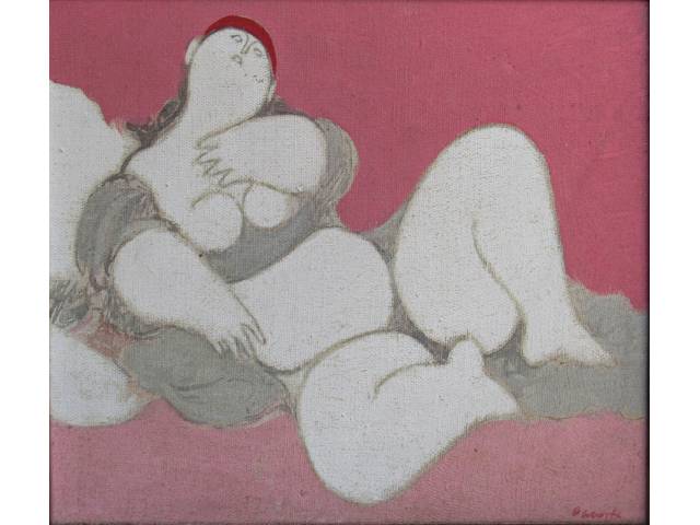 Milton Dacosta óleo sobre tela 19 x 24cm intitulada "Vênus" ass. CID e verso