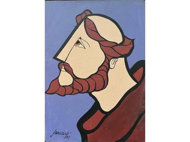 Sebastião Januário óleo sobre tela 35 x 25cm "São Francisco" ass. CIE datada 1989
