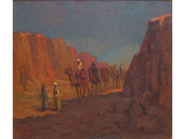 Menase Waidergorn óleo sobre tela 40 x 60cm intitulada "A Caravana" ass. CID