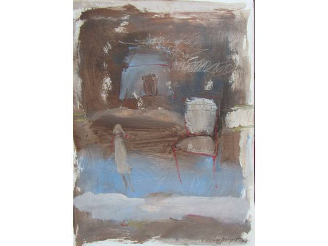 Lou Borghetti acrílica sobre cartão 70 x 50cm "Sem Titulo' ass. CID e verso  datada 2006. Sem moldura