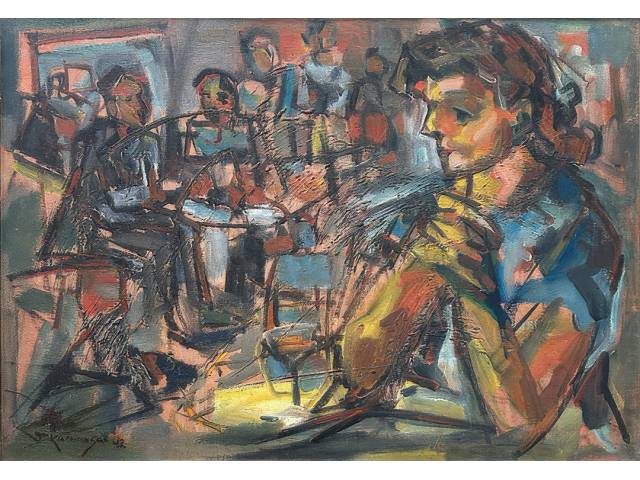 Tadashi Kaminagai oleo sobre tela 80 x 100 cm "Figurativo" assinada CIE e datada 42.