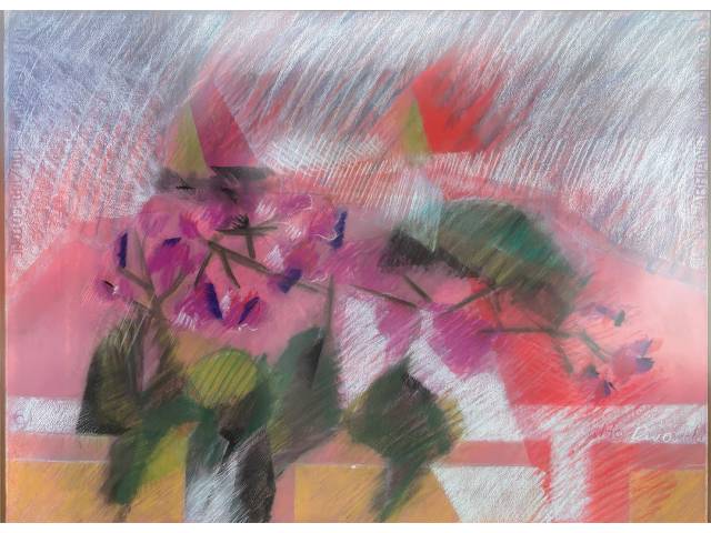 Silvio Dworecki  técnica mista sobre o cartão N. Fabriano 100/100 cotone 50x65cm "Flores" ass.CID.