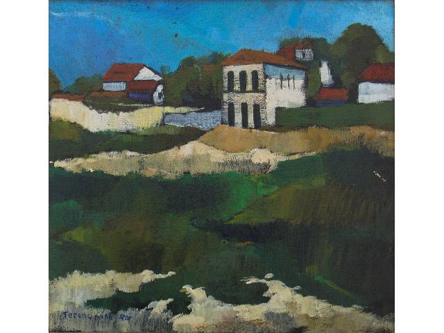 Ferenc Kiss óleo sobre tela 32 x 32cm "Paisagem" ass.CIE
