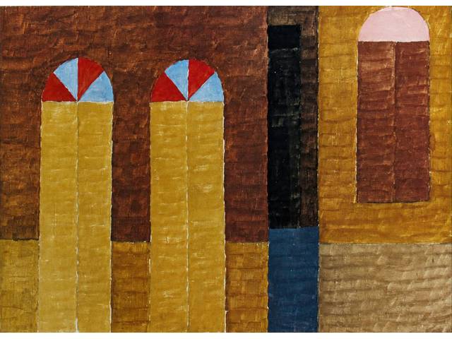 Alfredo Volpi gravura 56 x 85cm "Sem título" ass. CID tiragem P.A.