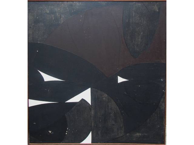 Fernando Lemos óleo sobre tela 120 x 100cm "Sem titulo" ass. verso datada 1964/1965. Obra apresenta craquelado e precisa de reparo.
