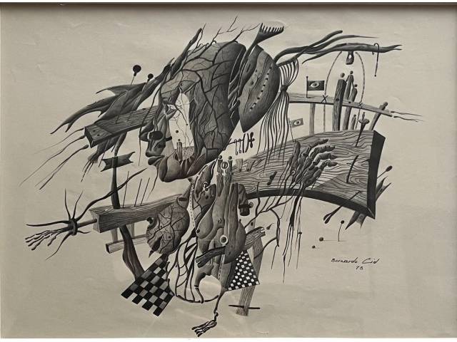 Bernardo Cid papel/grafite 27x37cm" Sem Titulo" ass. CID datada 1973.