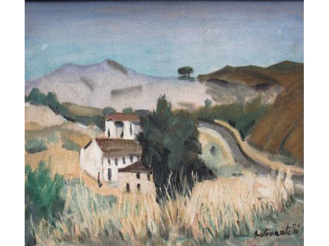 Bustamante Sá óleo sobre tela 24 x 40 cm "Sem Título" ass. CID e verso datada 1977