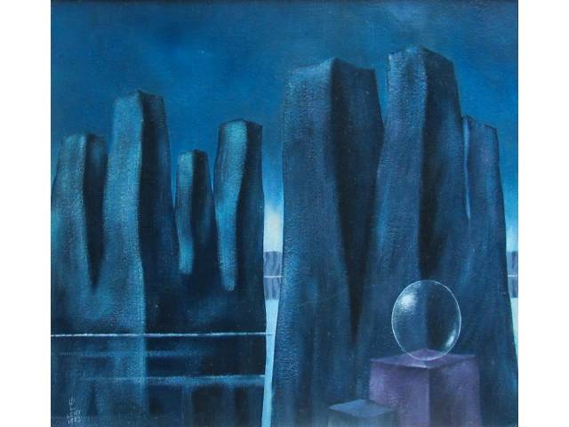 Walter Lewy óleo sobre tela 40 x 50cm "Sem Titulo" ass. CIE datada 1987.