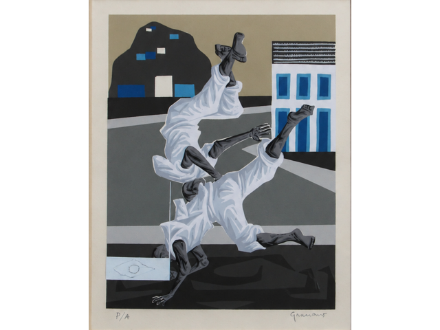 Clóvis Graciano Gravura  36 x 28 cm intitulada  "Capoeira" ass. CID tiragem P.A