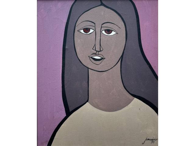 Sebastião Januário óleo sobre tela 45 x 37cm "Figura Feminina" ass. CID datada 1995