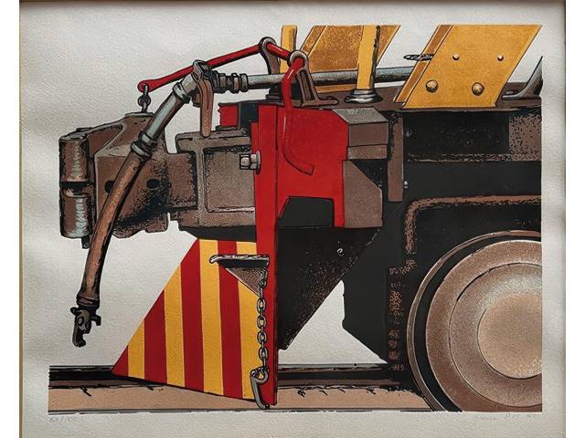 Glauco Pinto Moraes serigrafia 30x35cm "Locomotivas" ass CID datada 1982 tiragem  62/100.