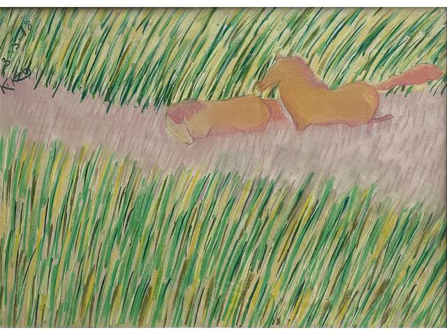 Kiko Farkas  técnica mista sobre cartão 45x60cm "Sem Titulo" ass. CSE datado 2018