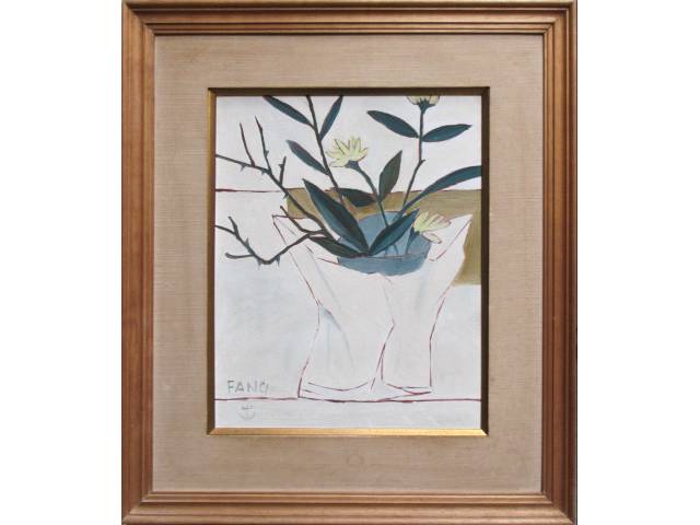 Lote 060 — Fang, Chen Kong óleo sobre tela 50 x 40 cm "Vaso de Flores" ass. CIE