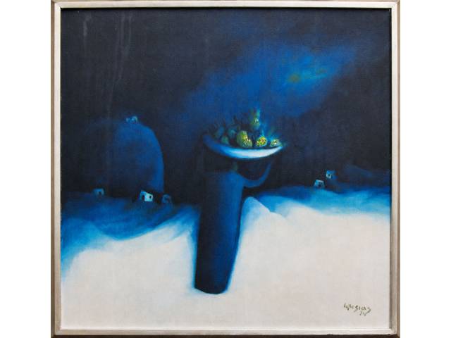 Lote 101 — Iglesias óleo sobre tela 50 x 50cm " Sem Titulo" ass. CID datada 1974