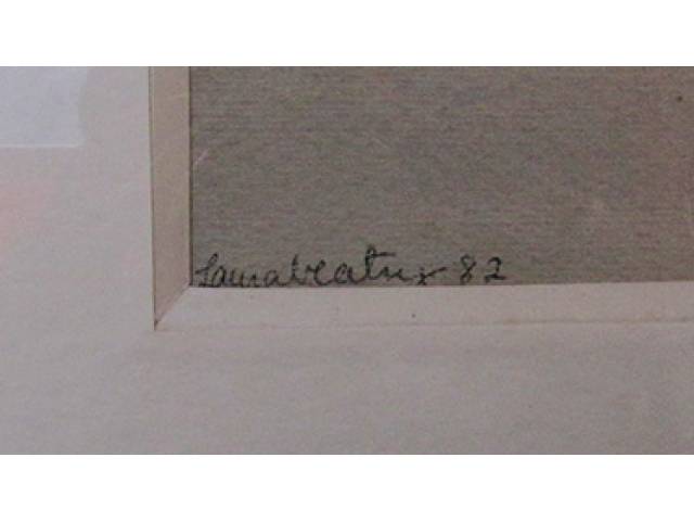 Lote 093 — Laura Beatriz tecnica  mista sobre cartão 35x50 cm "Figura Feminina no telefone" ass. CIE datada1982.