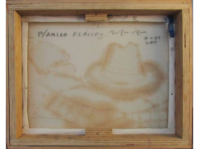 Lote 094 — Marcos Amaro técnica mista sobre tela 40x50cm "FAMA - ROLIM" ass. Verso datada  setembro /2024